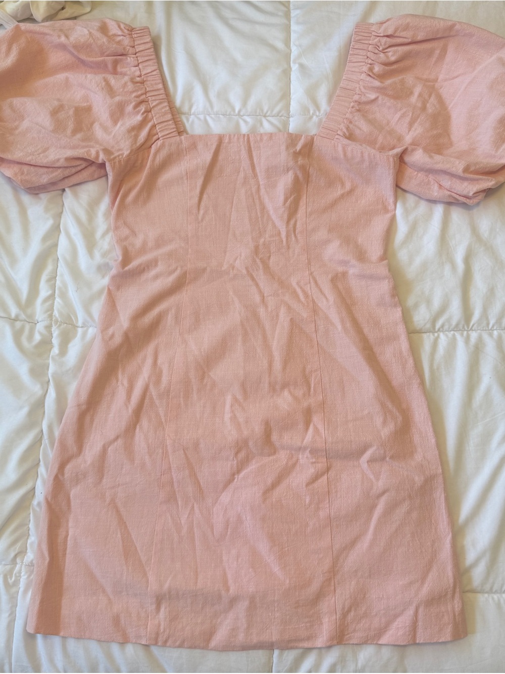 SNDYS Light Pink Puff Sleeve Mini Dress